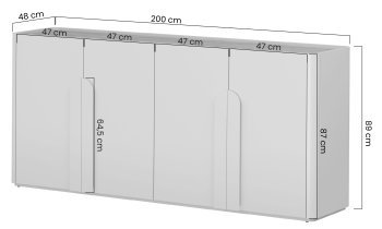 Bogart - Kommode Amilio 200 4D – Kaschmir/Eiche geölt/Griffe Kaschmir