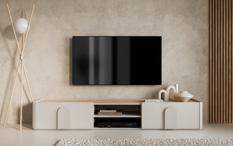 Bogart - TV-Kommode Amilio 220 1K1SZ – Kaschmir / geölte Eiche / Griffe in Kaschmir
