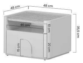 Bogart - Nachttisch Amilio 50 1SZ – Eukalyptus/Eiche Baltic Dune/Griffe in Natur-Eiche