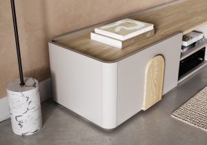 Bogart - Wohn- und Schlafzimmer Amilio – Kaschmir / geölte Eiche / Griffe in heller Eiche