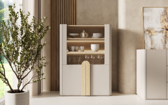 Bogart - Vitrine Amilio 100 2D – Kaschmir / geölte Eiche / Griffe in heller Eiche