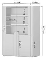 Bogart - Vitrine Amilio 100 2D – Kaschmir / geölte Eiche / Griffe in heller Eiche