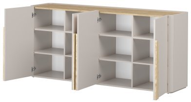 Bogart - Kommode Amilio 200 4D – Kaschmir / geölte Eiche / Griffe in heller Eiche
