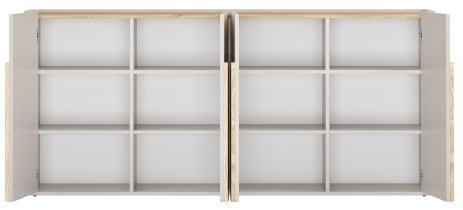 Bogart - Kommode Amilio 200 4D – Kaschmir / geölte Eiche / Griffe in heller Eiche