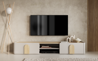 Bogart - TV-Kommode Amilio 220 1K1SZ – Kaschmir / geölte Eiche / Griffe in heller Eiche