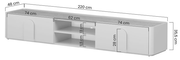 Bogart - TV-Kommode Amilio 220 1K1SZ – Kaschmir / geölte Eiche / Griffe in heller Eiche