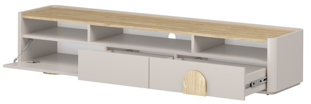 Bogart - TV-Kommode Amilio 200 1K2SZ – Kaschmir / geölte Eiche / Griffe in heller Eiche