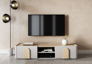 Bogart - TV-Kommode Amilio 170 1K1SZ – Kaschmir / geölte Eiche / Griffe in heller Eiche