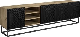 TV-Kommode mit Ablagen Asha 200 5D (Metallrahmen) – Schwarz/Eiche Artisan