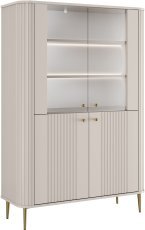 Vitrine Vesper – Kaschmirfarben, auf goldenen Beinen