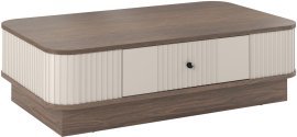 Couchtisch Vesper auf Sockel – Kaschmir/Nuss