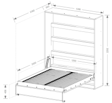 Domel - Vertikalbett im Schrank Perfect 120x200 cm – Weiß