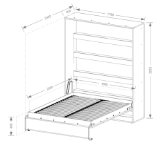 Domel - Vertikalbett im Schrank Perfect 160x200 cm – Eiche