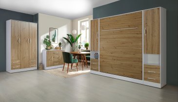 Domel - Horizontales Klappbett im Schrank Perfect 160x200 cm – Eiche