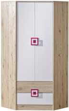 Eck-Kleiderschrank Nico 2 – Eiche/Rosa