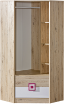 Domel - Eck-Kleiderschrank Nico 2 – Eiche/Rosa