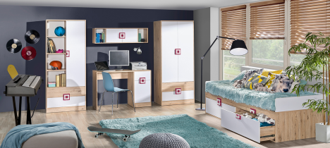 Domel - Regal Nico 4 – Eiche/Rosa