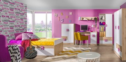 Domel - Schreibtisch Nico 10 – Eiche/Rosa