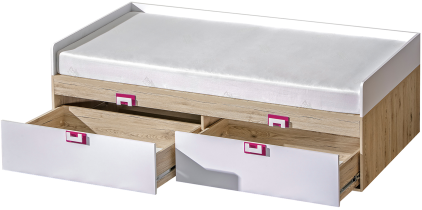 Domel - Kinderbett Nico 14 – 90x200 cm – Eiche/Rosa