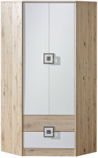 Eck-Kleiderschrank Nico 2 – Eiche/Grau