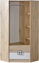 Domel - Eck-Kleiderschrank Nico 2 – Eiche/Grau