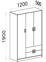 Domel - Kleiderschrank Nico 3 – Eiche/Grau