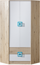 Eckkleiderschrank Nico 2 – Eiche/Türkis