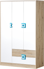 Garderobenschrank Nico 3 – Eiche/Türkis