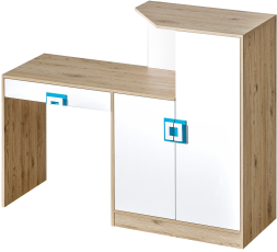 Schreibtisch + Kommode Nico 11 – Eiche/Türkis