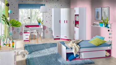 Domel - Kinderzimmer Trafiko – Weiß/Rosa