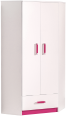 Eckkleiderschrank Trafiko 2 – Weiß/Rosa