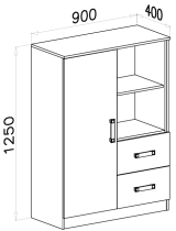 Domel - Hohe Kommode Trafiko 6 – Weiß/Rosa