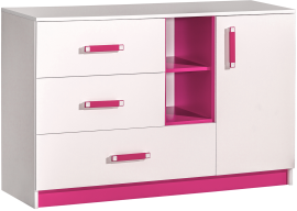 Kommode Trafiko 7 – Weiß/Rosa