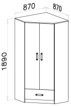 Domel - Eckkleiderschrank Trafiko 2 – Weiß/Grau