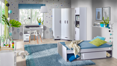 Domel - Kinderbett Trafiko 13 – 90x200 cm – Weiß/Grau