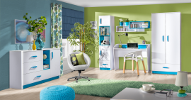 Kinderzimmer Trafiko – Weiß/Türkis