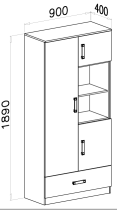 Domel - Schrank Trafiko 3 – Weiß/Türkis