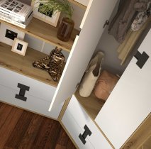 Domel - Kinderzimmer Index – Weiß Hochglanz / Eiche Artisan