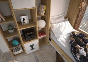 Domel - Kinderzimmer Index – Weiß Hochglanz / Eiche Artisan