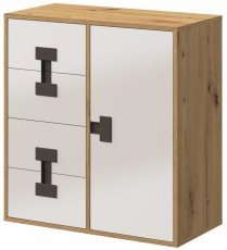 Kommode Index 07 – Weiß Hochglanz / Eiche Artisan