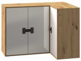 Eckkommode Index 09 – Weiß Hochglanz / Eiche Artisan