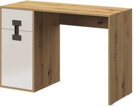 Schreibtisch Index 10 – Weiß Hochglanz / Eiche Artisan