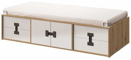 Domel - Kinderbett Index 14 – 90x200 cm – Weiß/Eiche Artisan