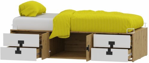 Domel - Kinderbett Index 15 – 90x200 cm – Weiß/Eiche Artisan