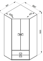 Domel - Eckkleiderschrank Index 02 – Eiche Artisan Hochglanz