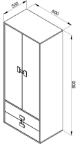 Domel - Garderobenschrank Index 01 – Grau Hochglanz / Eiche Artisan