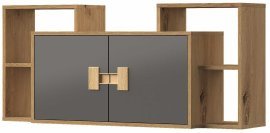 Regal Index 12 – Grau Hochglanz / Eiche Artisan